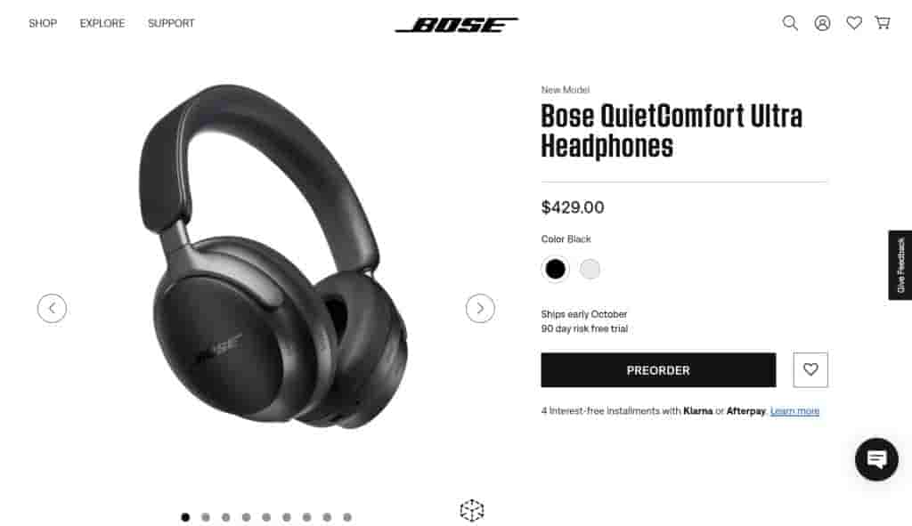 Bose QuietComfort Ultra Headphones - Listing