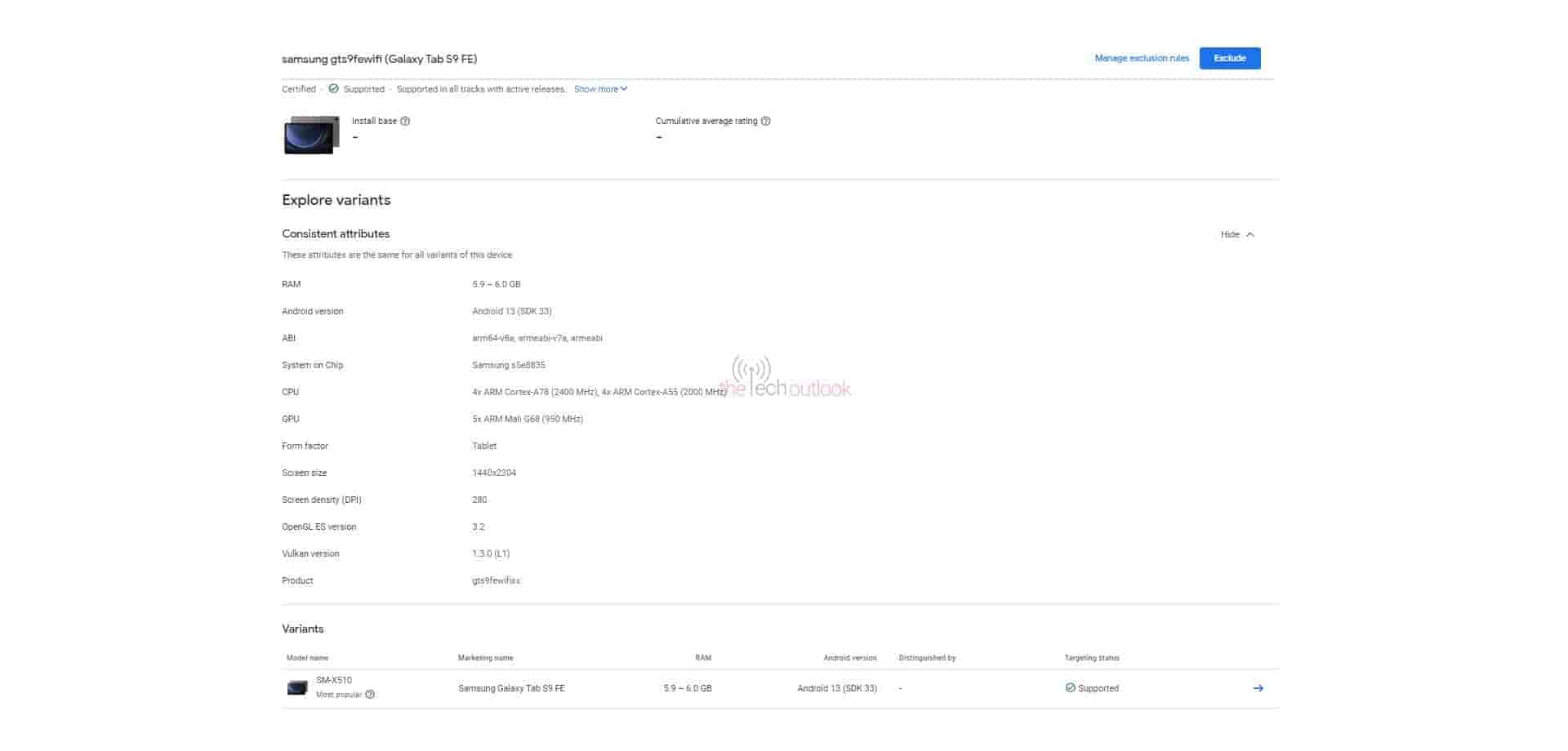 Galaxy Tab S9 FE Spotted on Google Play Console