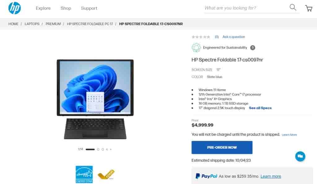 HP Spectre Foldable PC - Listing