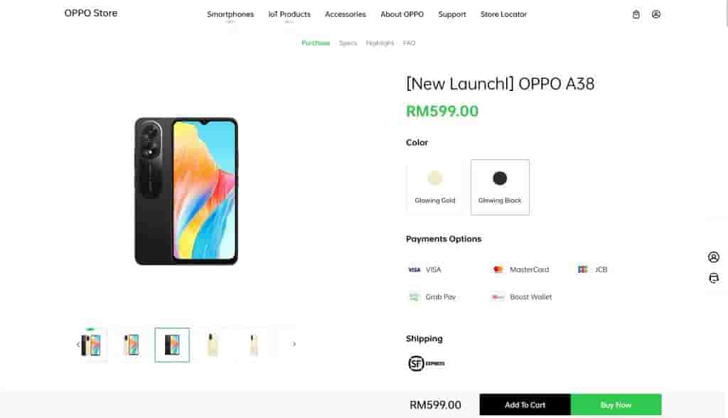 OPPO A38 - Malaysian Listing