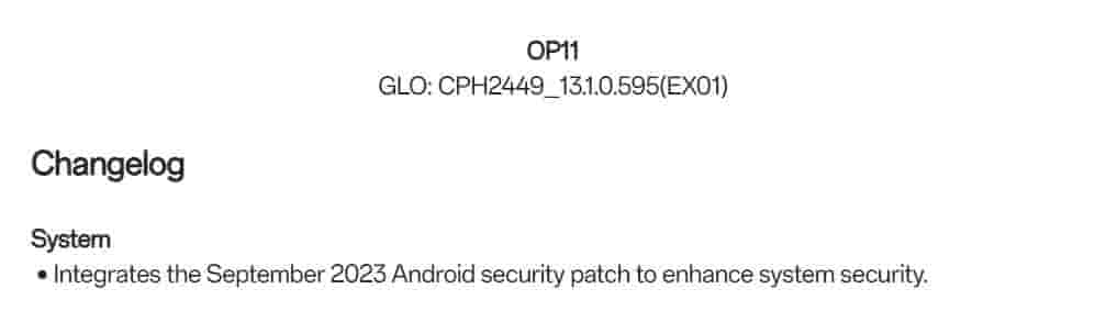 OnePlus 11 - OxygenOS 13.1.0.595 - September 2023 Android Security Patch Update