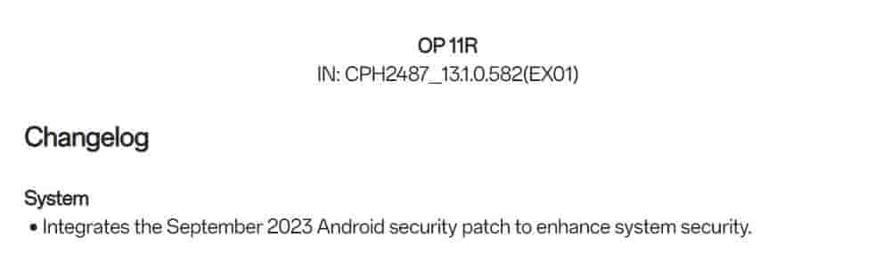 OnePlus 11R 5G OxygenOS 13.1.0.582 Update