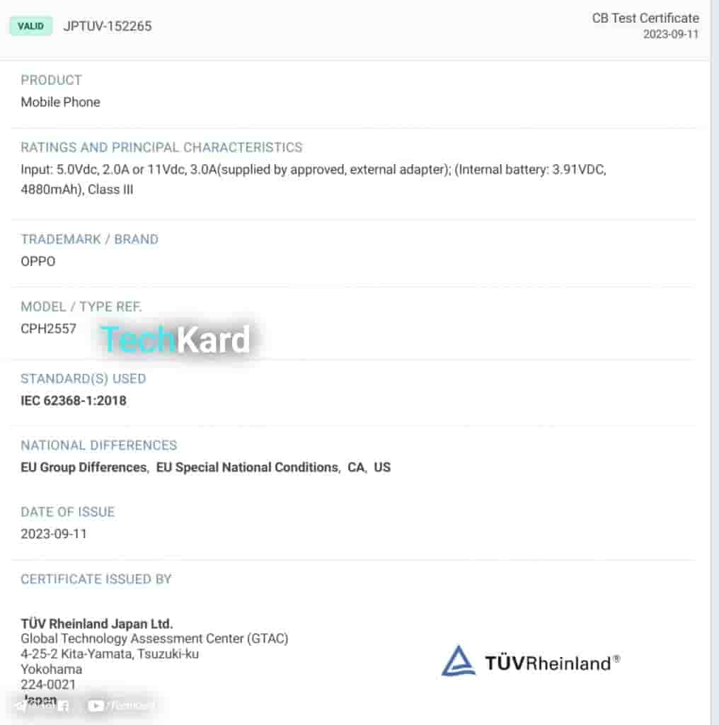 Psone Modelnumber Oppo’s mysterious phone with model number CPH2557 spotted on TÜV ...