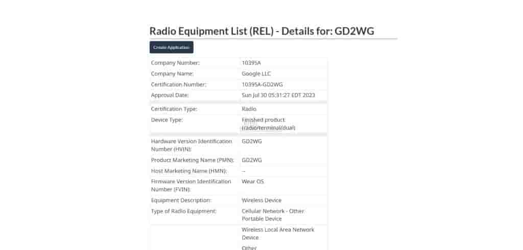 Pixel Watch Cellular REL Certification