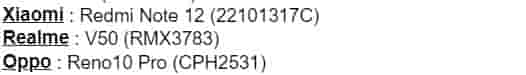 Realme V50 IMEI database
