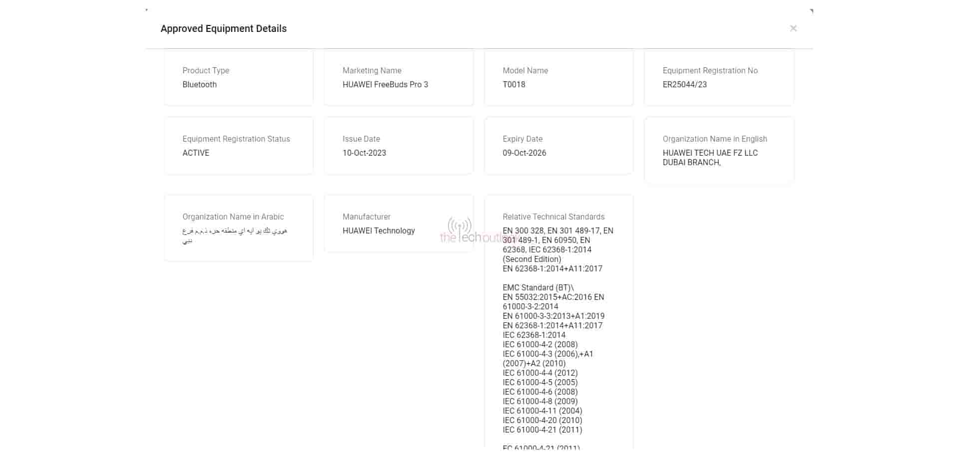 HUAWEI FreeBuds Pro 3 TDRA Certification