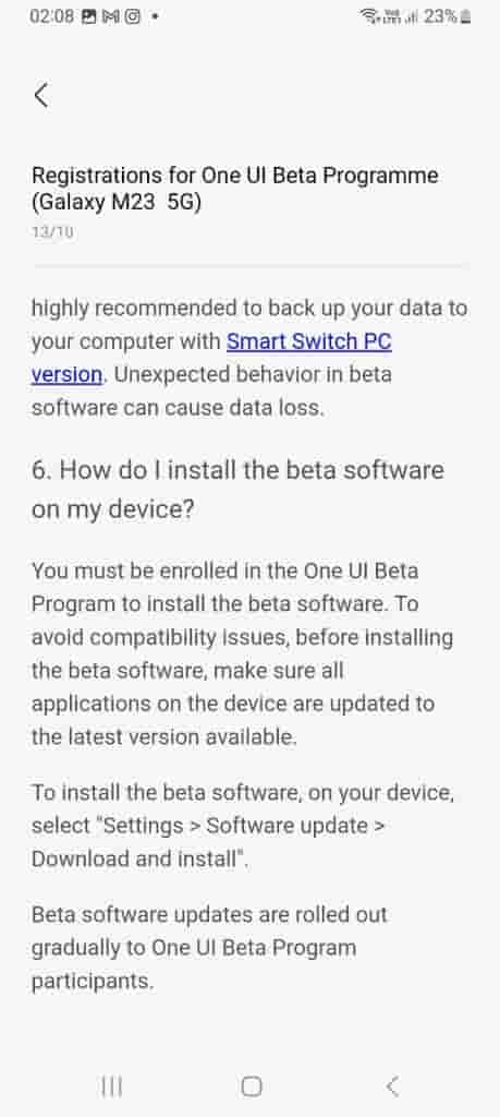 One UI 6 Beta Program - Galaxy M23 - 6