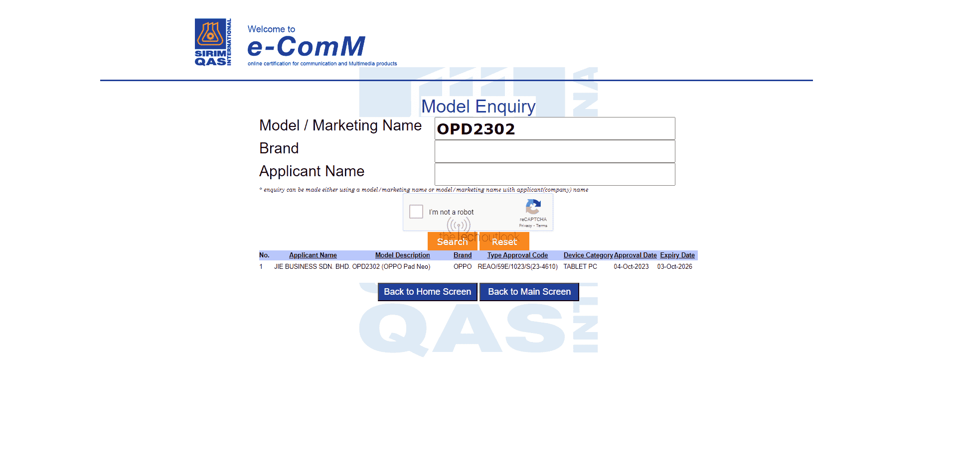 OPPO Pad Neo SIRIM Certification