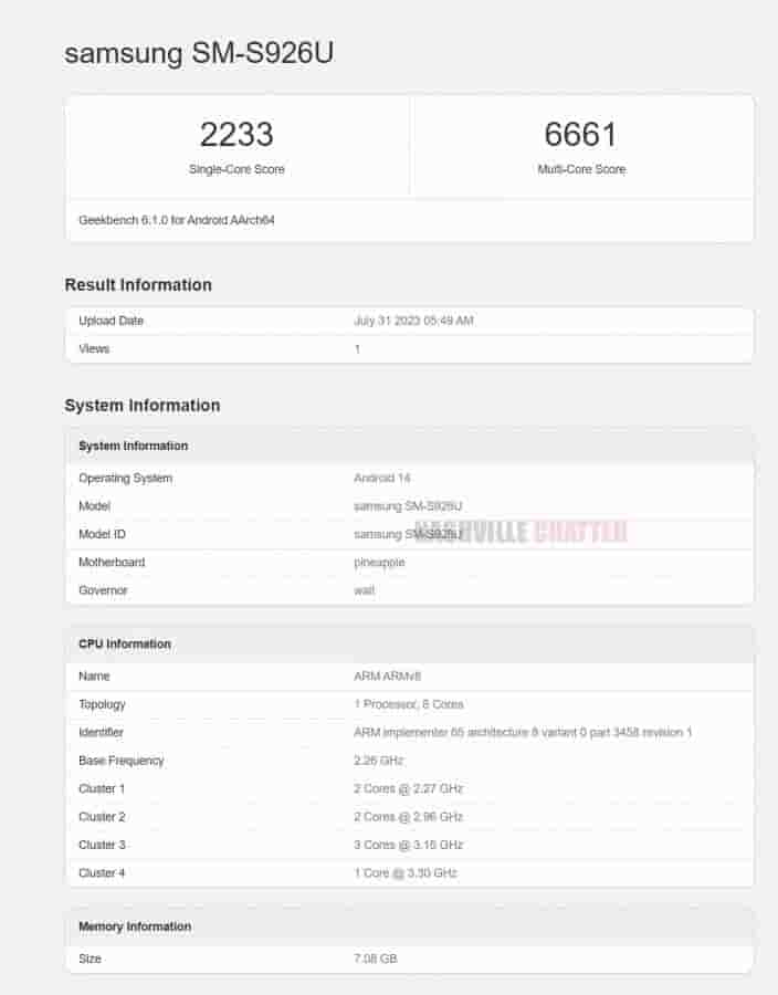 Samsung Galaxy S24+ - Snapdragon Model - Geekbench Listing