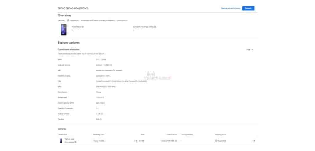 Tecno BG6 Google Play Console
