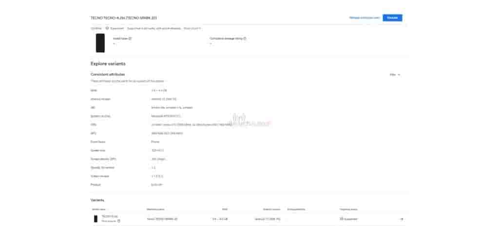 Tecno Spark 20 Spotted on Google Play Console with