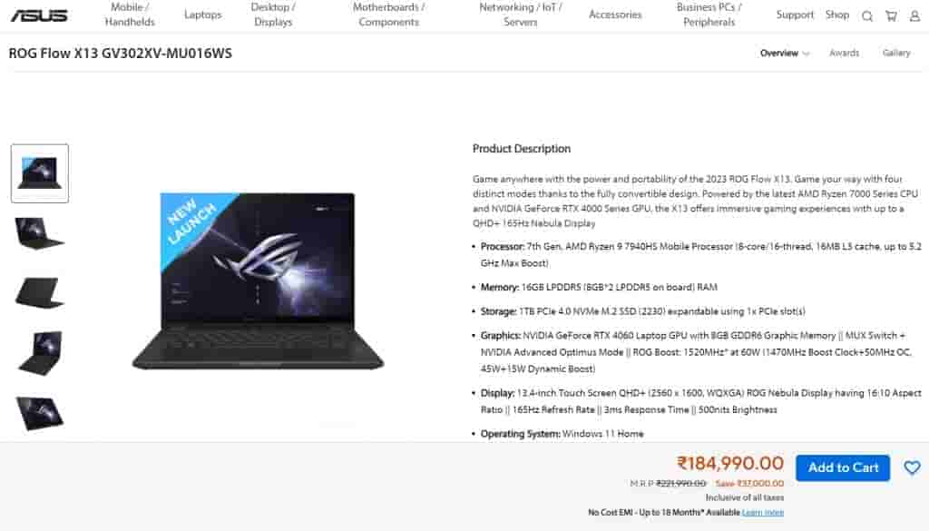 ROG Flow X13 GV302XV-MU016WS