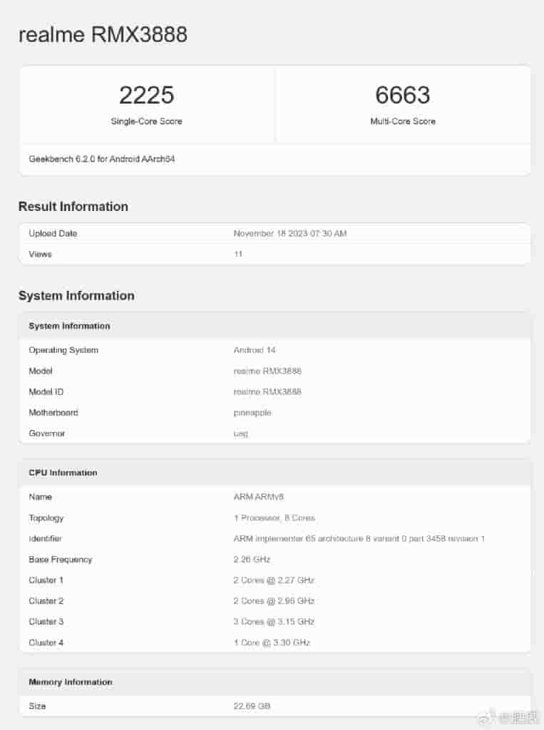Realme GT 5 Pro - Geekbench Listing
