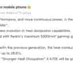 Redmi K70E - Heat Dissipation Unit - Weibo Post
