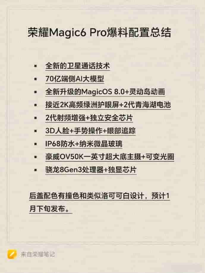 Honor Magic 6 Pro Leaked Specs