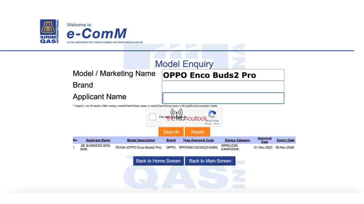 OPPO Enco Buds 2 Pro - SIRIM Certification