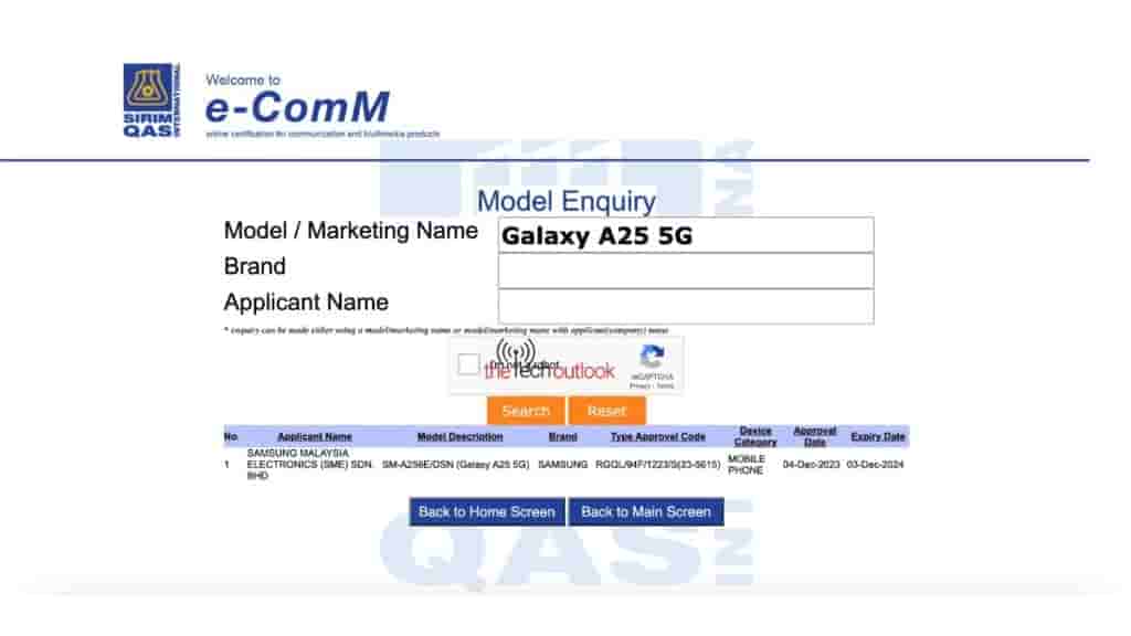 Samsung Galaxy A25 5G - SIRIM Certification