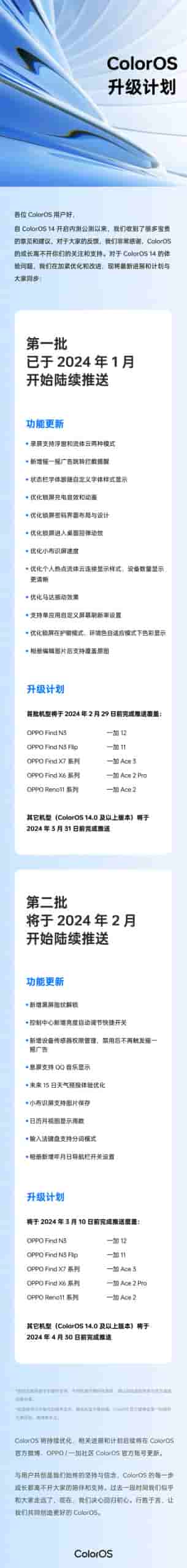 ColorOS 14 - Upgrade Plan