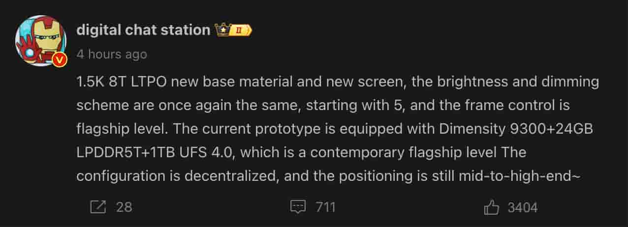 Alleged Redmi K70 Ultra - Key Specs Tipped - Digital Chat Station
