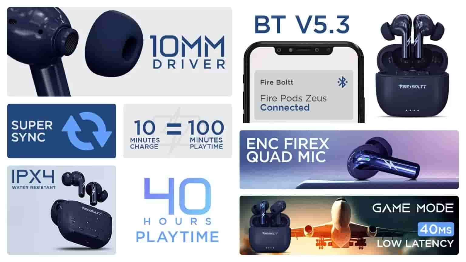 Fire-Boltt Fire Pods Zeus - Key Specs