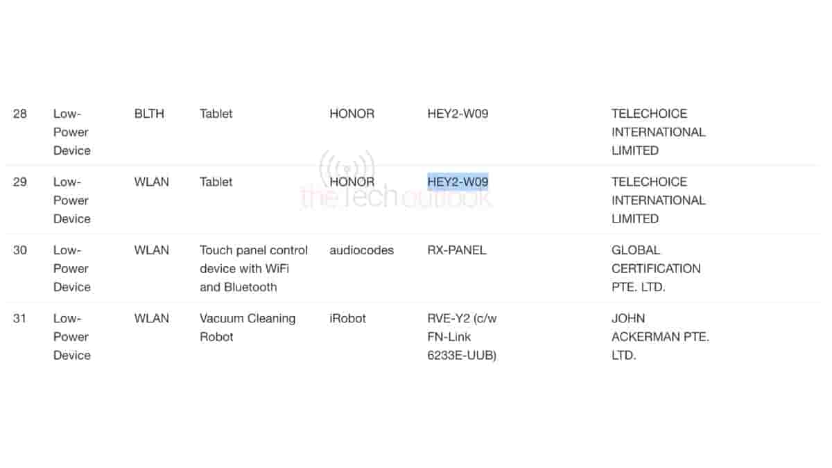 Honor Pad 9 - IMDA Certification