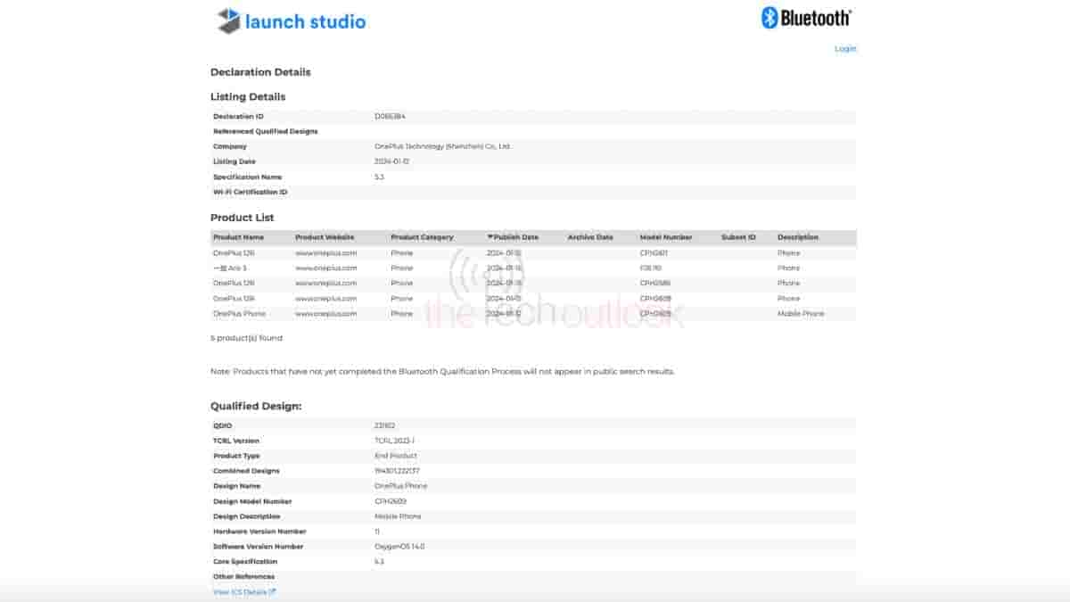 OnePlus 12R - Bluetooth SIG