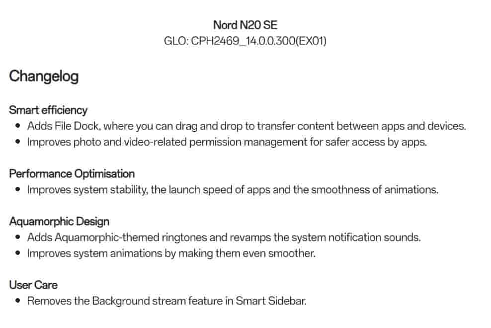 OxygenOS 14.0.0.300 for the OnePlus Nord N20 SE [GLO ONLY]