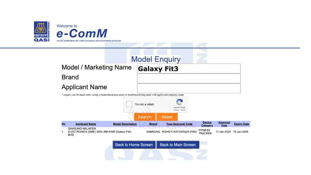 Samsung Galaxy Fit 3 - SIRIM Certification