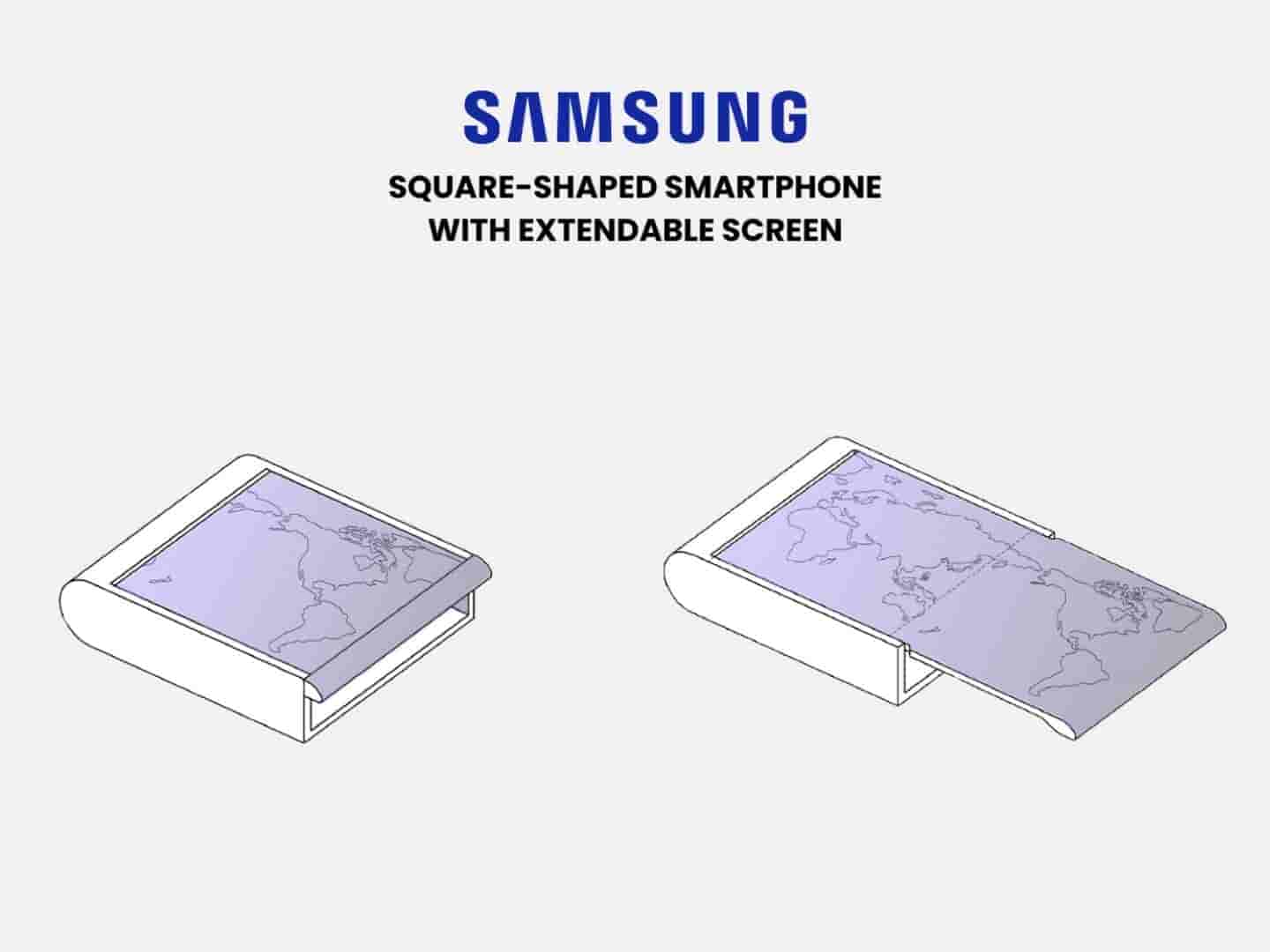 Samsung Square-Shaped Smartphone with Extendable Screen