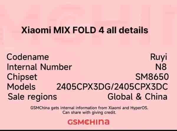 Xiaomi Mix Fold 4 - Details
