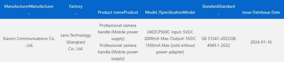 Xiaomi professional camera stand 3C certified