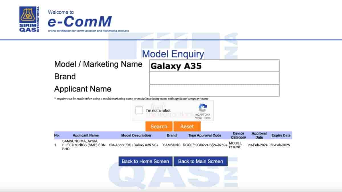 Galaxy A35 5G 出现在 SIRIM 上