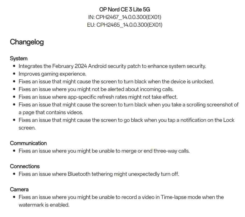 OxygenOS 14.0.0.300 for the OnePlus Nord CE 3 Lite 5G