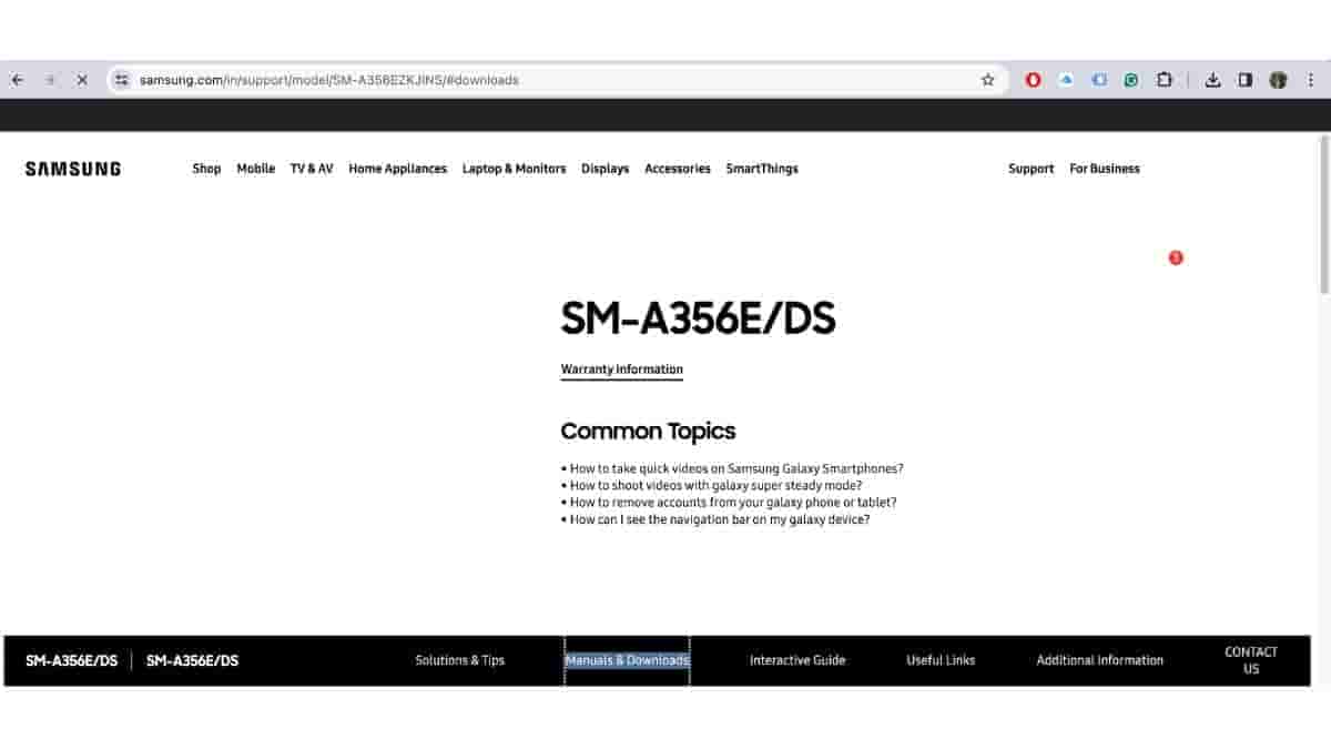 Samsung Galaxy A35 5G Indian Support Page live