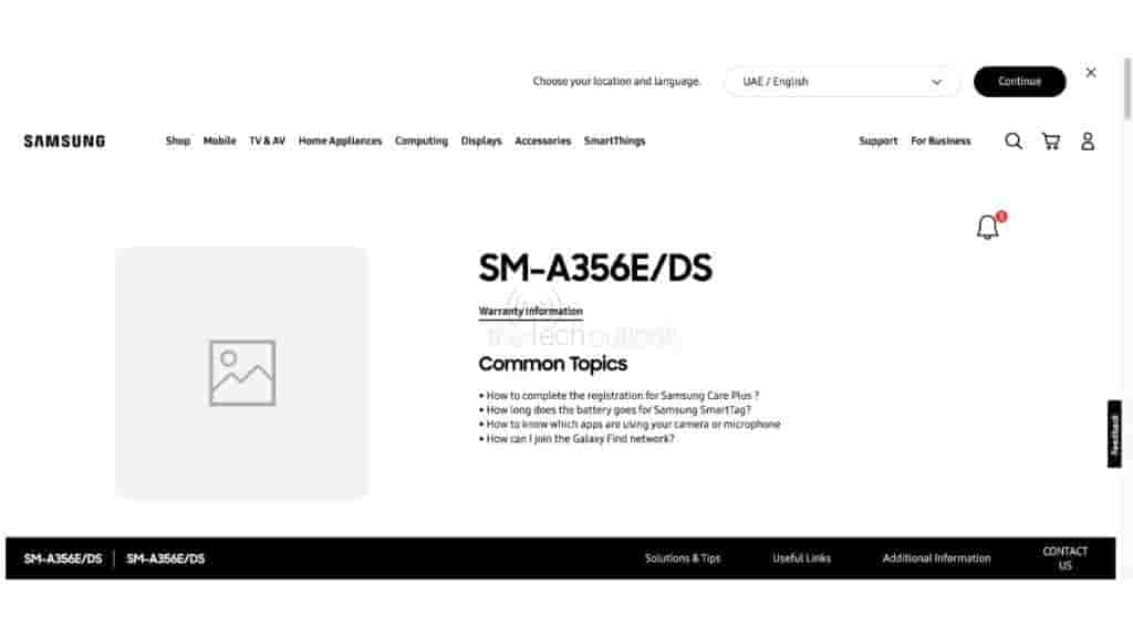 Samsung Galaxy A35 - UAE Support Page Live