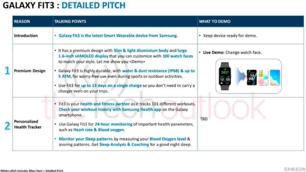 Samsung Galaxy Fit 3 specs 1