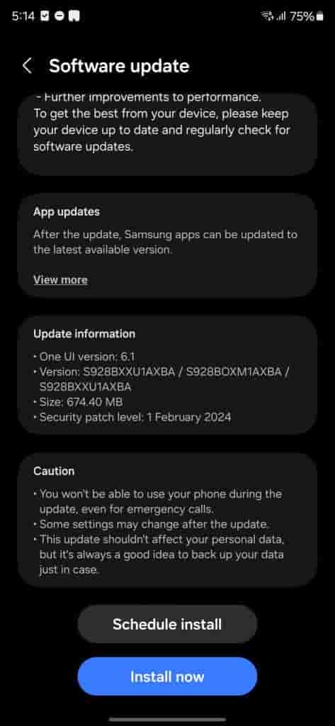 Samsung Galaxy S24 Ultra Indian Variant Update 1