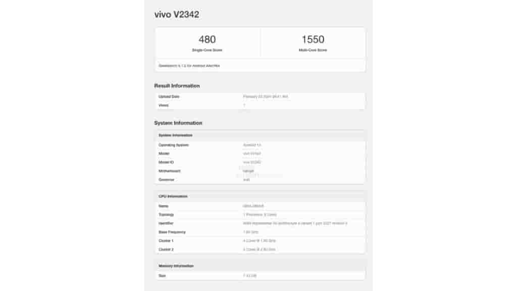 VIVO V30 Lite 4G spotted on Geekbench
