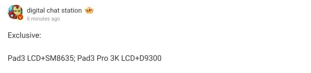 Vivo Pad 3, Pad 3 Pro leaked specs