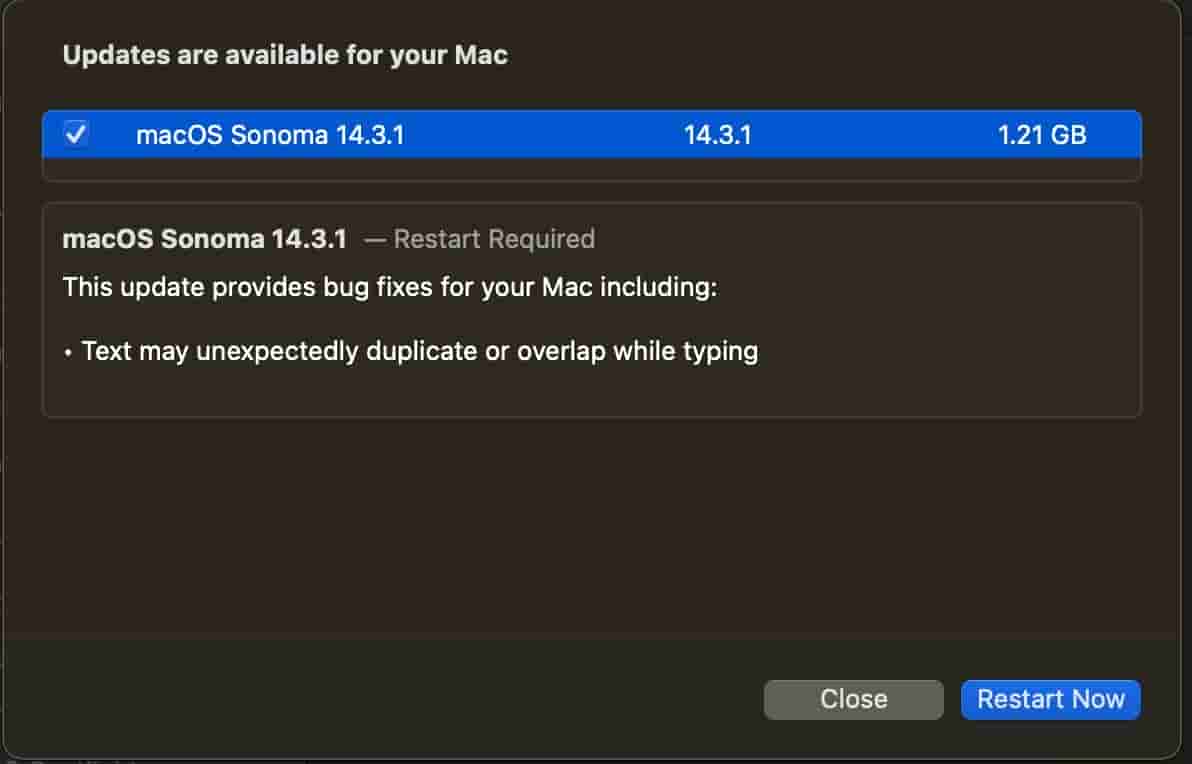 macOS Sonoma 14.3.1 - Update