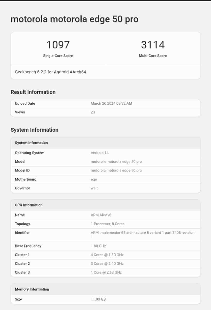 Motorola Edge 50 Pro Geekbench