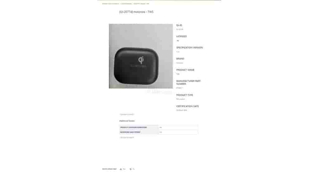 Motorola Upcoming TWS Spotted on Wireless Power Consortium