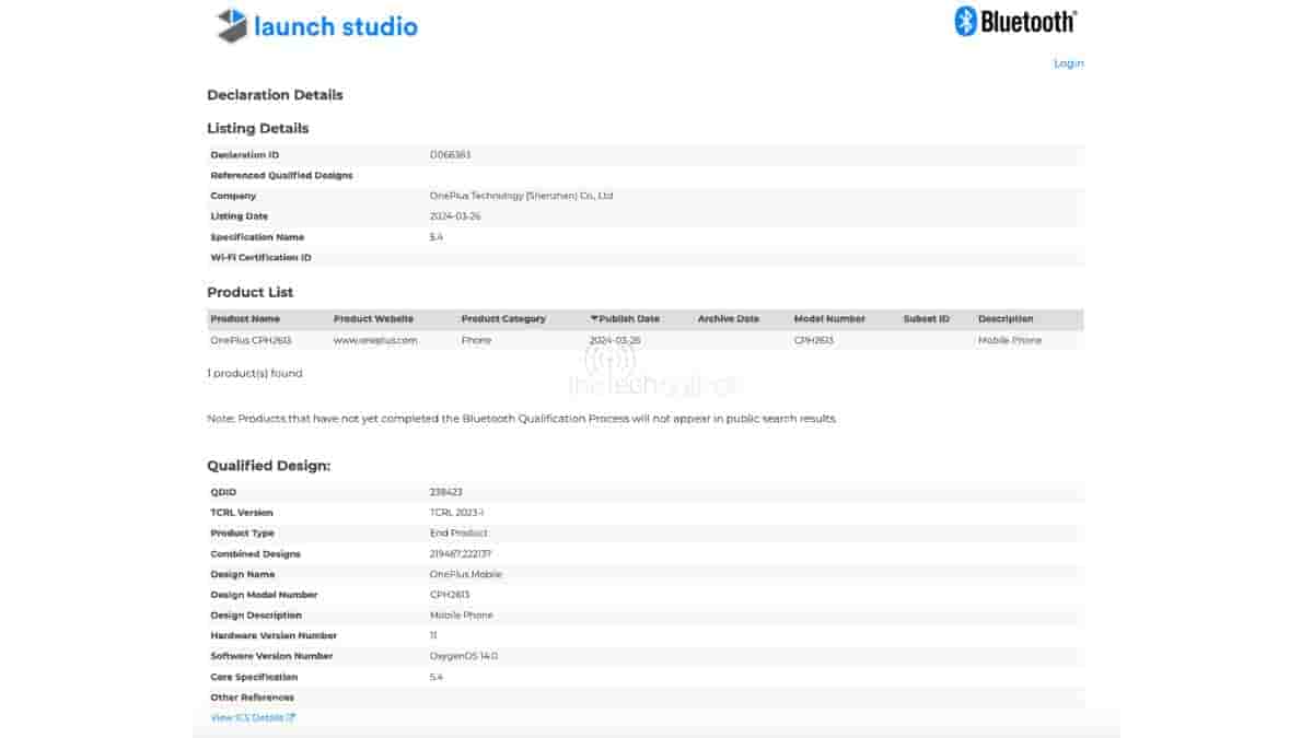 OnePlus Nord CE 4 - Bluetooth SIG