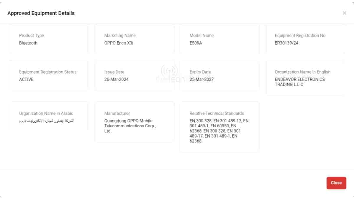 Oppo enco X3i spotted on TDRA