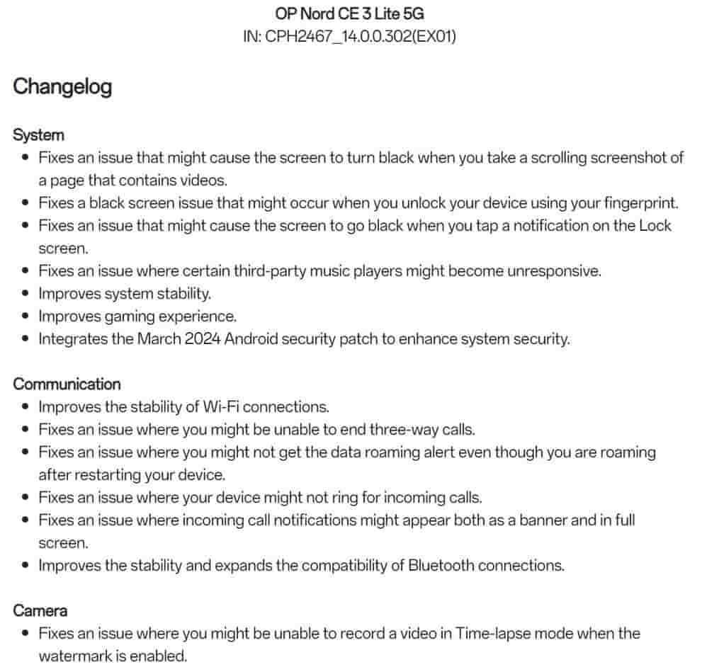 OxygenOS 14.0.0.302 for the OnePlus Nord CE 3 Lite 5G [IN ONLY]
