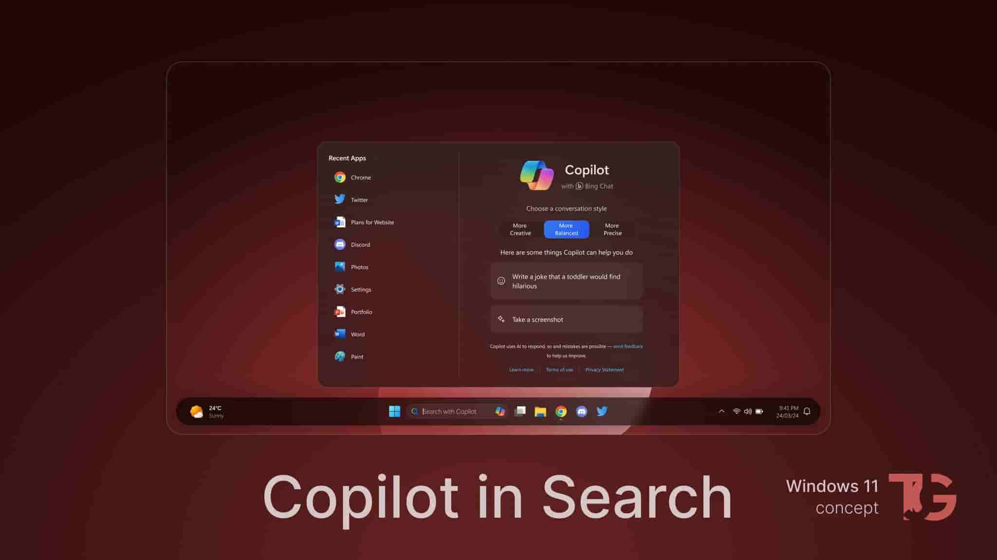 Windows 11 Concept Design - Copilot in Search