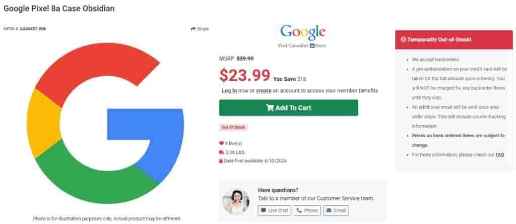 Pixel 8a Case Pricing Leaked PC-Canada