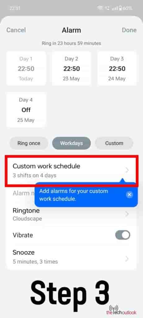Then slect custom work schedule