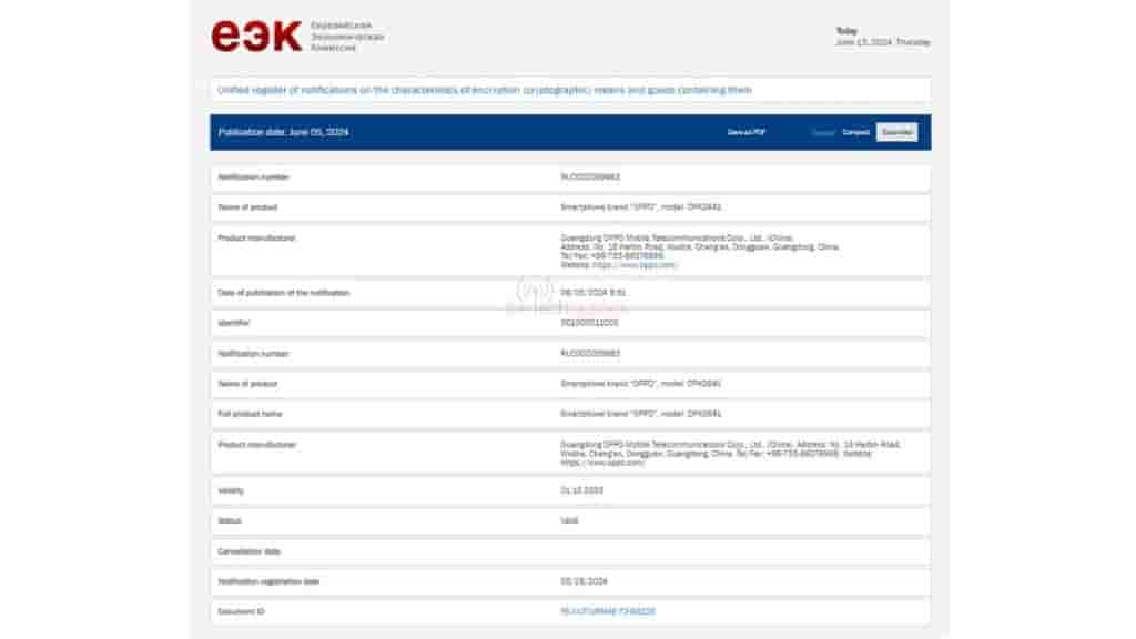 Oppo A3x spotted on EEC