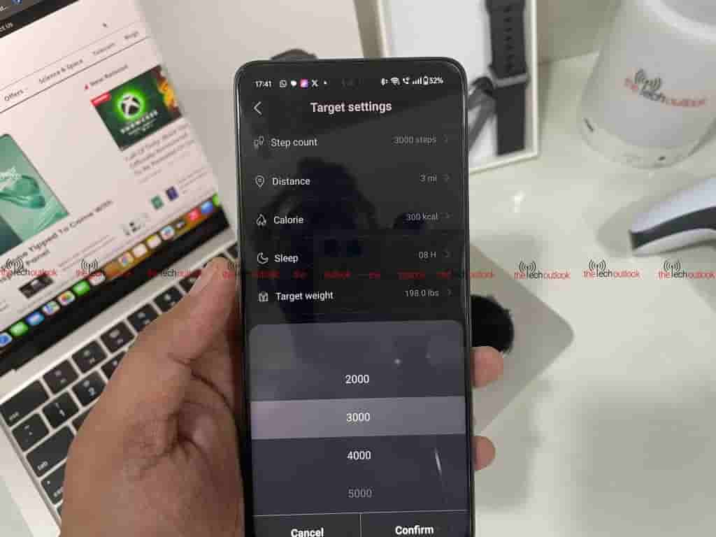 TOZO S5 Smartwatch - Select target for excercise in your app 1